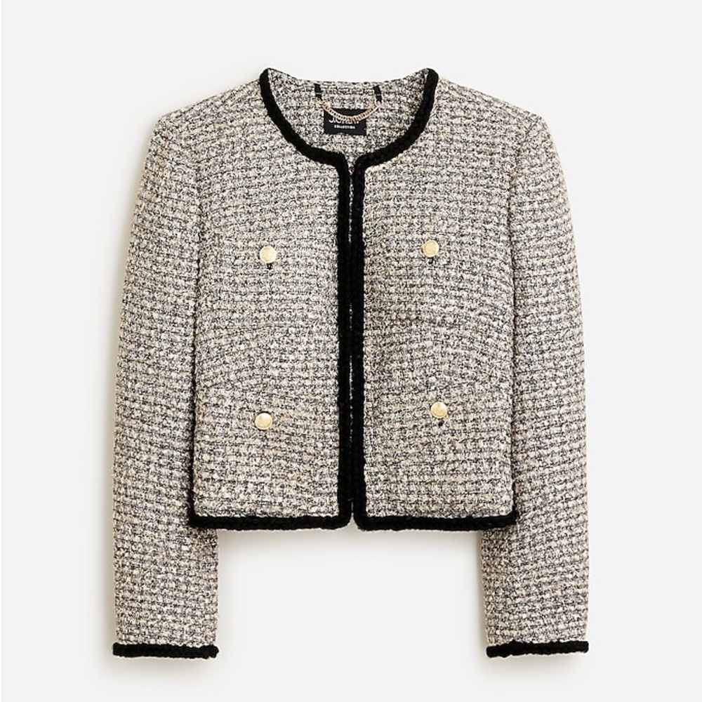 J. Crew Black and White Tweed Blazer